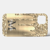 Chic Gold Glitter-schijven Monogram roze metaal Case-Mate iPhone Case (Achterkant (horizontaal))