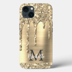 Chic Gold Glitter-schijven Monogram roze metaal Case-Mate iPhone Case