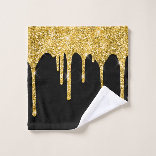 Chic Gold Glitter-schijven Sparkle Black Bad Handdoek (Wasdoekje)