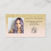 Chic Gold glitter script foto logo bedankt Visitekaartje (Achterkant)