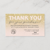 Chic Gold glitter script foto logo bedankt Visitekaartje (Voorkant)
