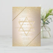 Chic gold glitter script metallic folie Bat Mitzva Kaart (Staand voorkant)