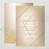 Chic gold glitter script metallic folie Bat Mitzva Kaart (Voorkant / Achterkant)