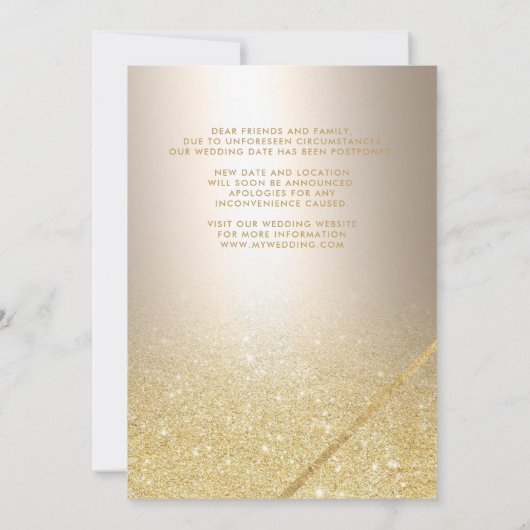 Chic gold glitter script metallic verandering de d save the date (Achterkant)