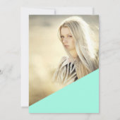 Chic gold glitter script mint quinceanera foto kaart (Achterkant)