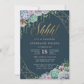 Chic Gold Glitter Script Surprise Birthday Party Kaart (Voorkant)