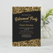 Chic Gold Glitter Sparkles Retirement Party 2024 Kaart (Staand voorkant)
