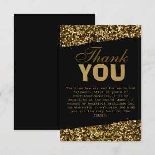 Chic Gold Glitter Sparkles Retirement Party 2025 Bedankkaart