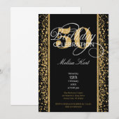 Chic Gold glitter sparkles zwarte 50ste verjaardag Kaart (Voorkant / Achterkant)