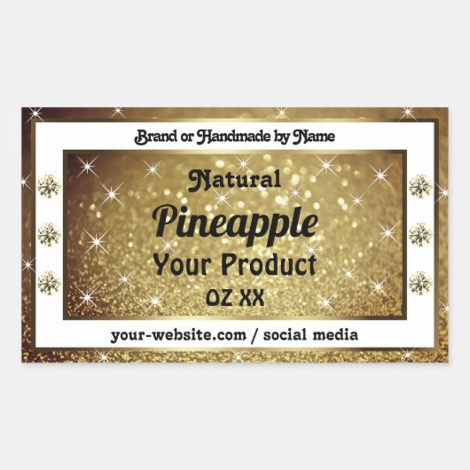 Chic Gold Glitter Stars Product Labels Rhinestones (Voorkant)