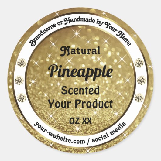 Chic Gold Glitter Stars Product Labels Rhinestones (Voorkant)