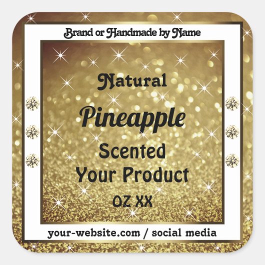 Chic Gold Glitter Stars Product Labels Rhinestones (Voorkant)