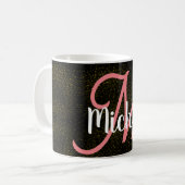 Chic Gold glitter stofpatroon roze giro Koffiemok (Voorkant links)