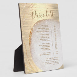 Chic Gold Glitter Stylist Salon Price List Service Fotoplaat