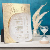 Chic Gold Glitter Stylist Salon Price List Service Fotoplaat (Zijkant)