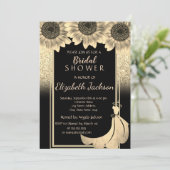 Chic Gold Glitter Sunflower Vrijgezellenfeest Kaart (Staand voorkant)