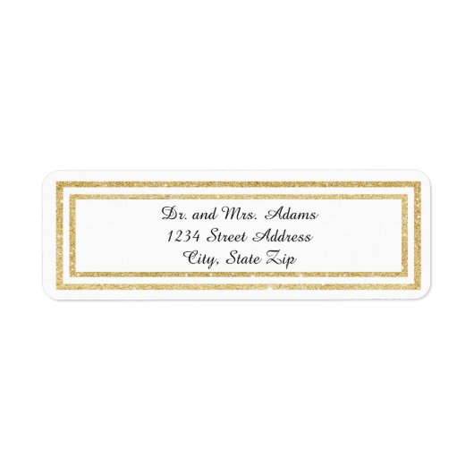 Chic Gold Glitter Trim - Return Address Label (Voorkant)