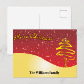 Chic Gold Glitter Vrolijk Kerstscript Gouden Boom Feestdagenkaart (Voorkant / Achterkant)