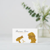 Chic Gold Glitter Vrouw Kapper Afsprakenkaartje (Staand voorkant)