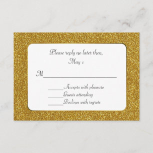 Chic Gold Glitter Wedding RSVP-kaart RSVP Kaartje