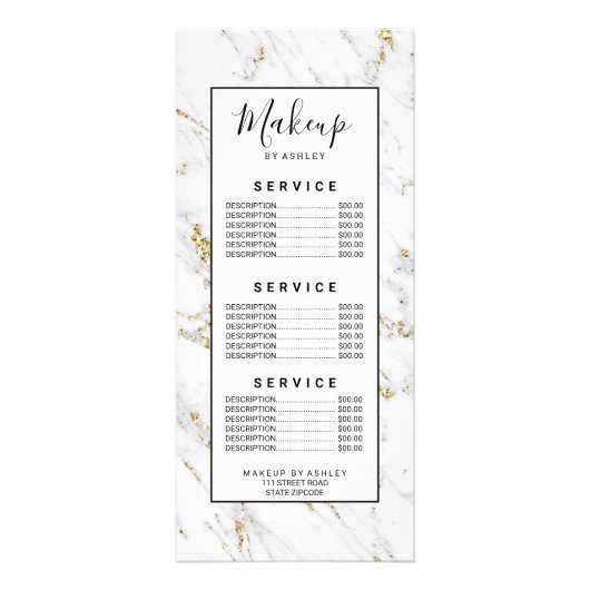Chic gold glitter white marble elegant patroon reclamekaart (Voorkant)