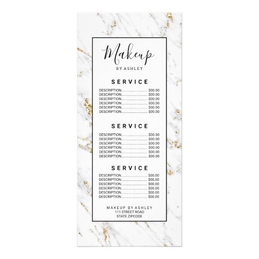 Chic gold glitter white marble elegant patroon reclamekaart (Achterkant)