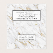 Chic gold glitter white marble elegant patroon visitekaartje (Buitenkant ongevouwen)