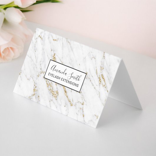 Chic gold glitter white marble elegant patroon visitekaartje