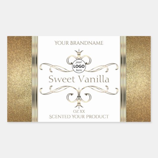 Chic  Gold Glitter White Product Labels Logo (Voorkant)