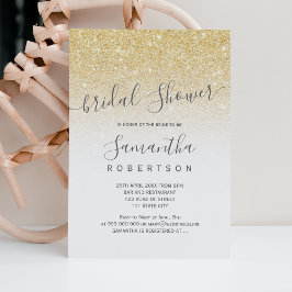 Chic Gold glitter white script vrijgezellenfeest Kaart