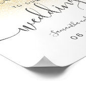 Chic gold glitter white script Welkom bruiloft Poster (Hoek)