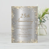 Chic Gold Glitter Zilver 25e bruiloft Jubileum Kaart