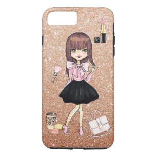 chic gold glittered planner girl iPhone case