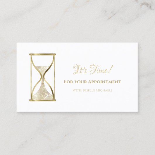 Chic Gold Glitz Hourglass Schoonheidssalon Afspraa Afsprakenkaartje (Voorkant)