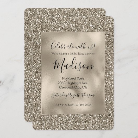 Chic Gold Glitz Stijlvolle Glam Glitter Kaart (Voorkant / Achterkant)