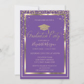 Chic Gold Gradup Violet Afstuderen Kaart (Voorkant)