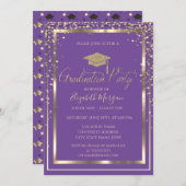Chic Gold Gradup Violet Afstuderen Kaart (Voorkant / Achterkant)