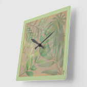 Chic Gold Green Leaf Abstract Gold Pattern Vierkante Klok (Hoek)