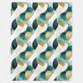 Chic Gold Green White Abstract Fleece Deken (Voorkant)