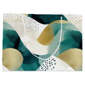 Chic Gold Green White Abstract Groot Cadeauzakje (Achterkant)