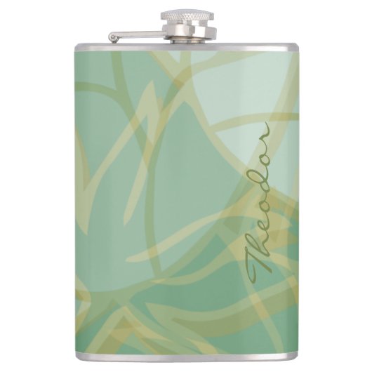 Chic Gold Green White Abstract Heupfles (Voorkant)