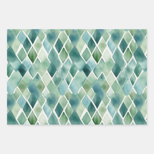 Chic Gold Green White Abstract Inpakpapier Vel (Voorkant 2)