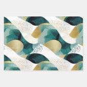 Chic Gold Green White Abstract Inpakpapier Vel (Voorkant)