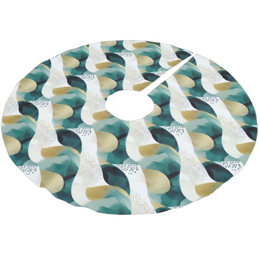 Chic Gold Green White Abstract Kerstboom Rok (Gekanteld)