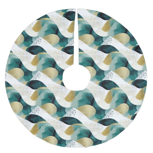 Chic Gold Green White Abstract Kerstboom Rok (Voorkant)