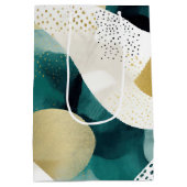 Chic Gold Green White Abstract Medium Cadeauzakje (Achterkant)