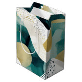 Chic Gold Green White Abstract Medium Cadeauzakje (Achterkant Gekanteld)
