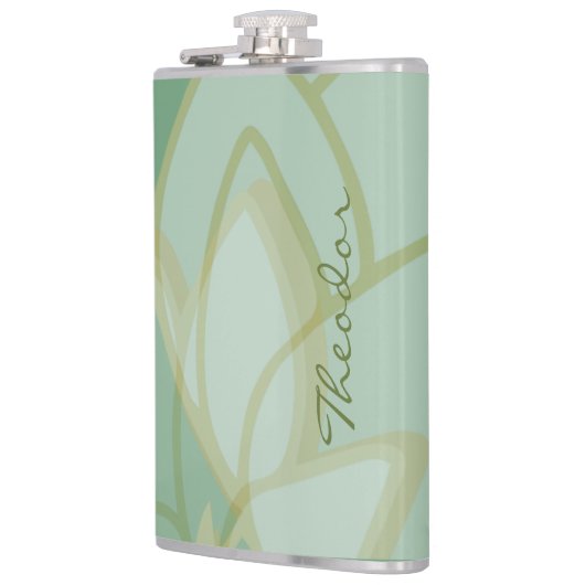 Chic Gold Green White - Abstract patroon Heupfles (Links)