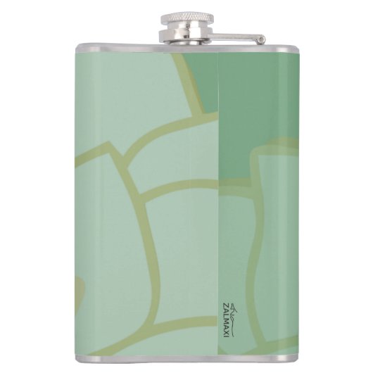 Chic Gold Green White - Abstract patroon Heupfles (Achterkant)