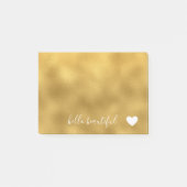 Chic Gold Hallo Beauful Heart Post-it® Notes (Voorkant)